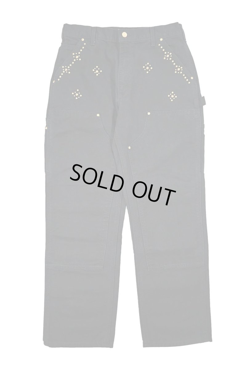 画像1: Used Carhartt Studded Duck Double Knee Carpenter Pants Black made in USA カーハート (1)
