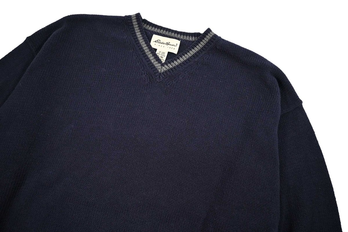 画像2: Used Eddie Bauer V-Neck Cotton Knit (2)