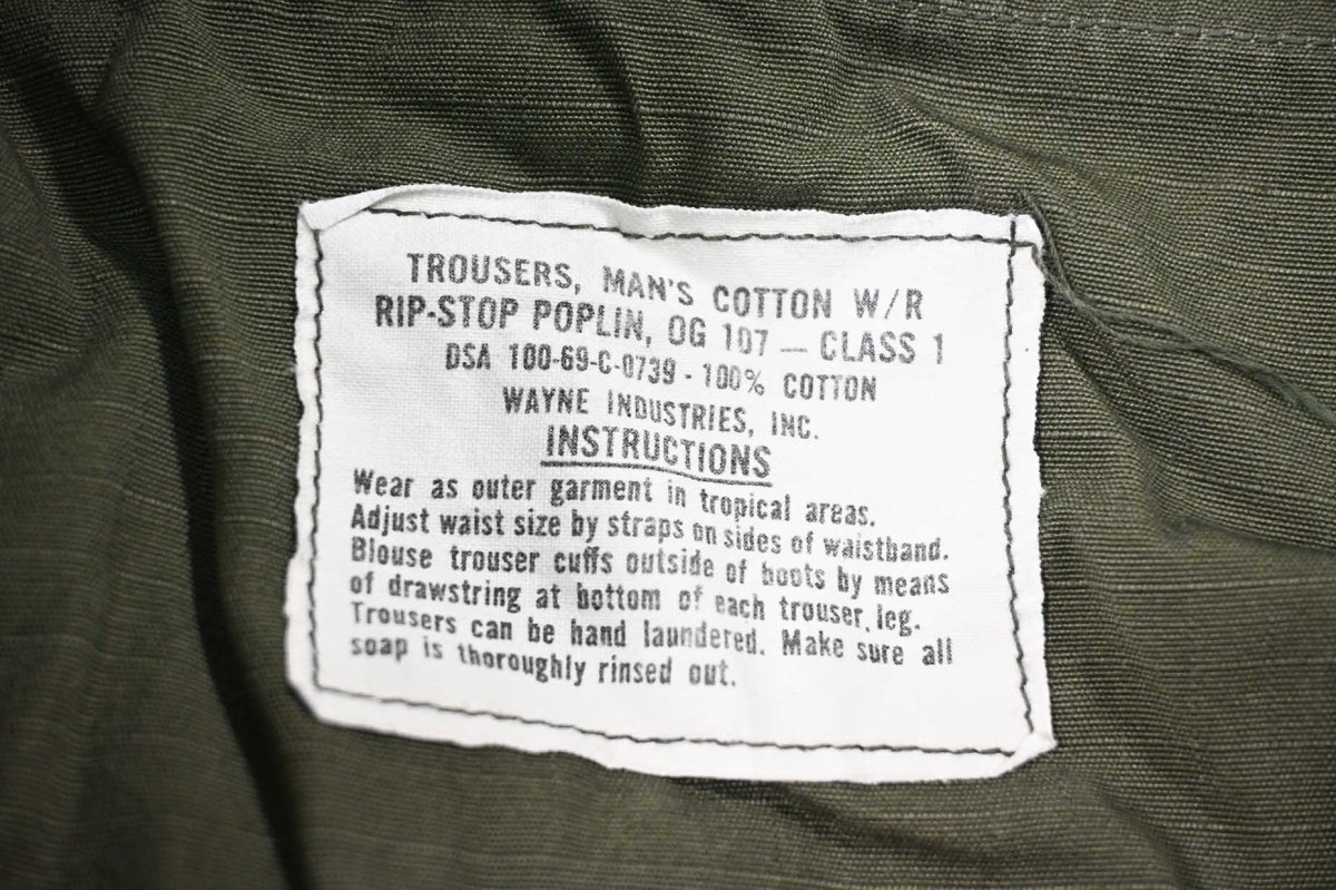 画像8: 60s Used Us Army Cotton Poplin Rip Stop Jungle Fatigue Pants Olive (8)