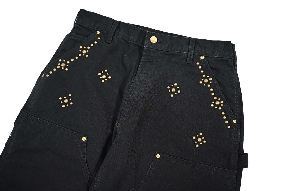 画像2: Used Carhartt Studded Duck Double Knee Carpenter Pants Black made in USA カーハート (2)