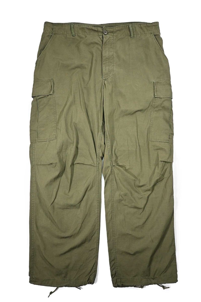 画像1: 60s Used Us Army Cotton Poplin Rip Stop Jungle Fatigue Pants Olive (1)