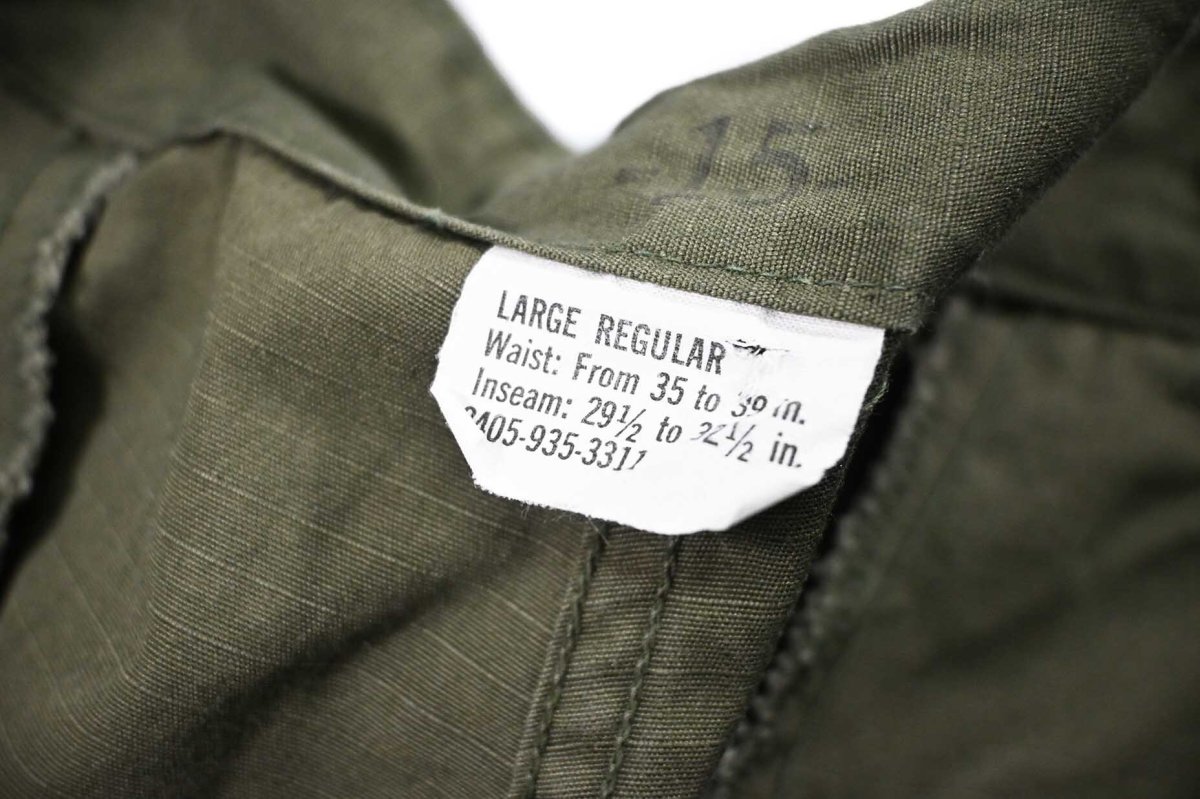 画像7: 60s Used Us Army Cotton Poplin Rip Stop Jungle Fatigue Pants Olive (7)