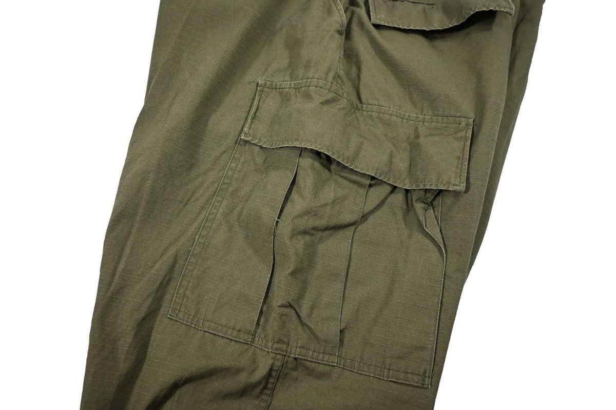 画像4: 60s Used Us Army Cotton Poplin Rip Stop Jungle Fatigue Pants Olive (4)