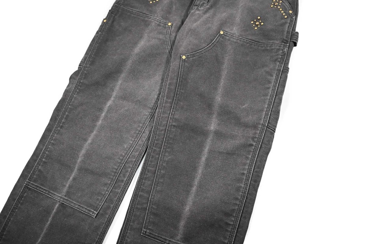 画像4: Used Carhartt Studded Duck Double Knee Carpenter Pants Fade Black made in USA カーハート (4)