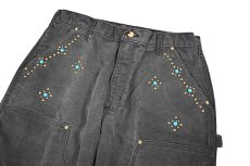 画像2: Used Carhartt Studded Duck Double Knee Carpenter Pants Fade Black made in USA カーハート (2)