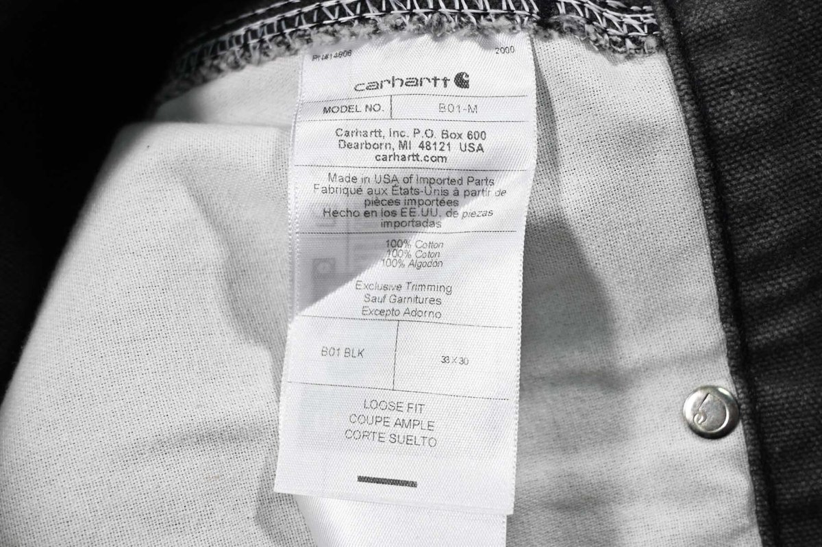 画像8: Used Carhartt Studded Duck Double Knee Carpenter Pants Fade Black made in USA カーハート (8)