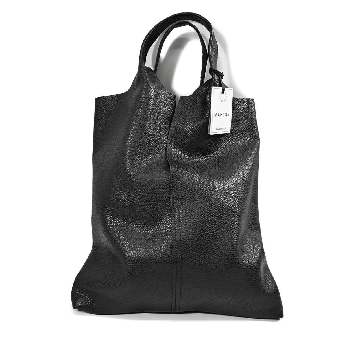 画像1: MARLON FIRENZE Calf Leather Middle Cut Shopper Bag Nero (1)