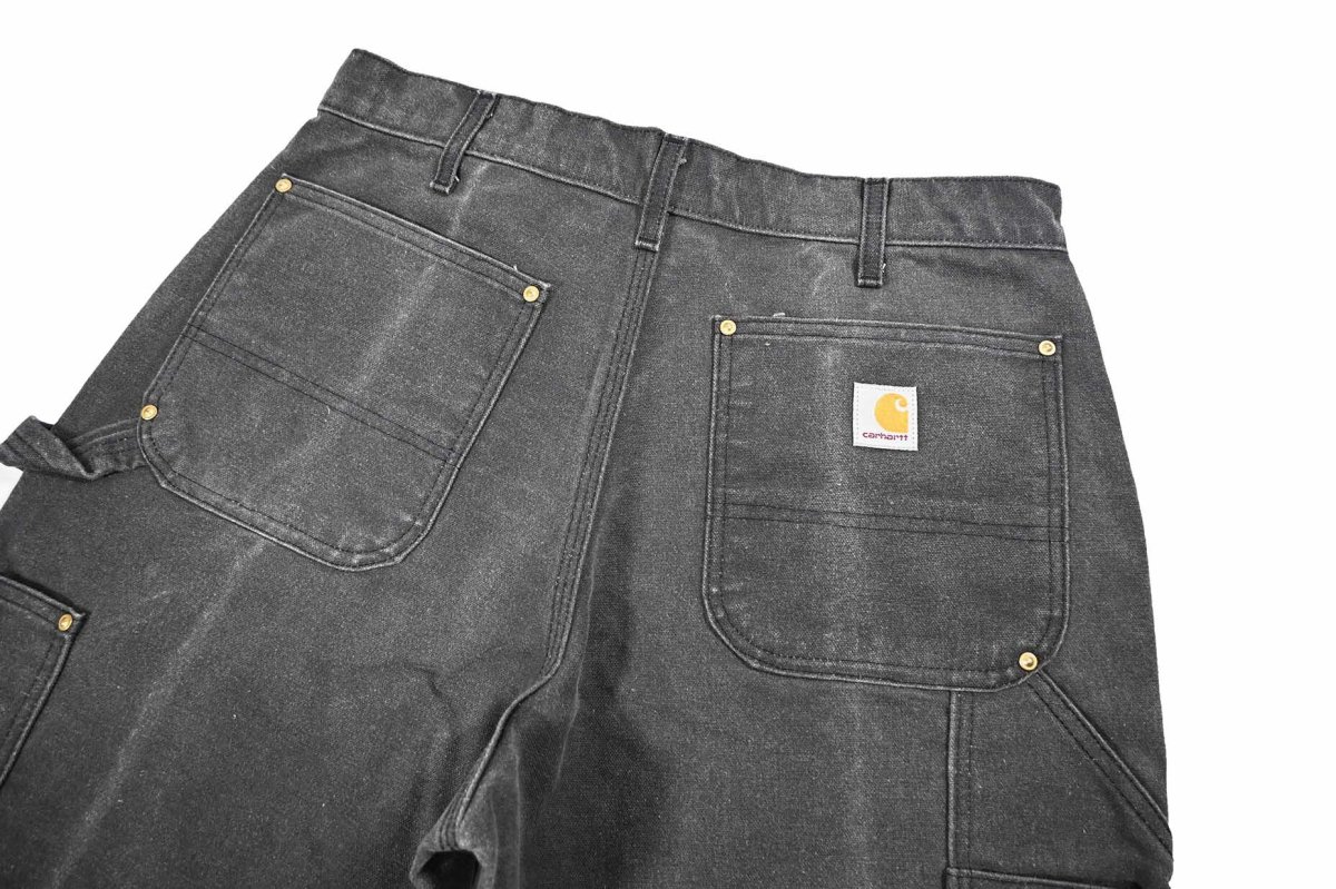 画像5: Used Carhartt Studded Duck Double Knee Carpenter Pants Fade Black made in USA カーハート (5)