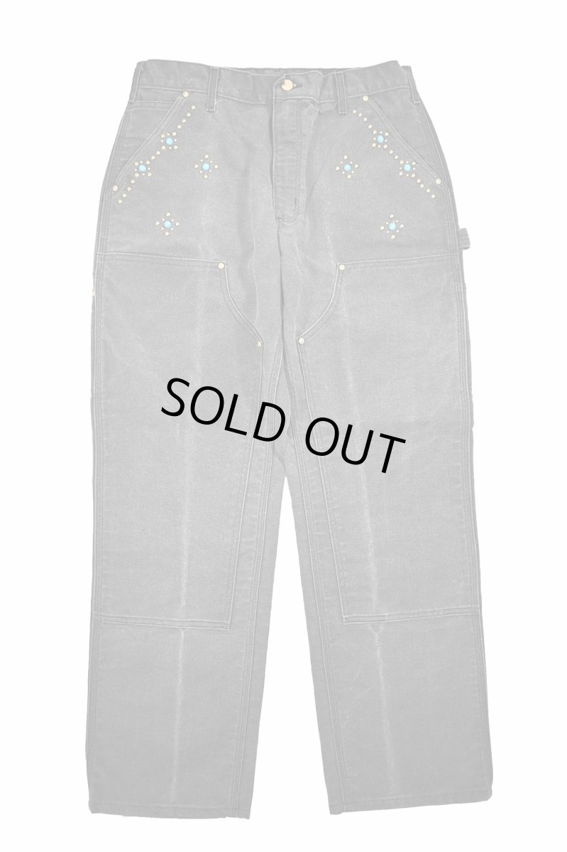 画像1: Used Carhartt Studded Duck Double Knee Carpenter Pants Fade Black made in USA カーハート (1)