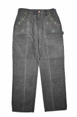 画像1: Used Carhartt Studded Duck Double Knee Carpenter Pants Fade Black made in USA カーハート (1)