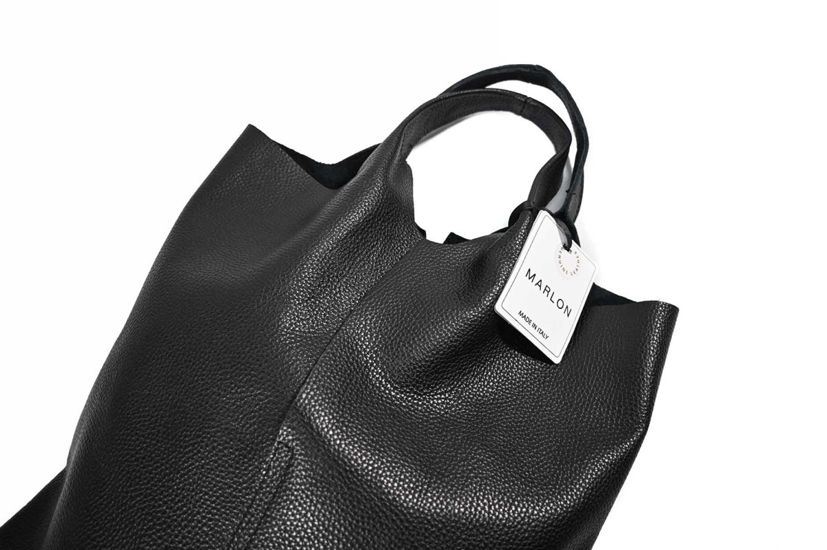 画像2: MARLON FIRENZE Calf Leather Middle Cut Shopper Bag Nero (2)