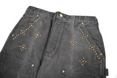 画像2: Used Carhartt Studded Duck Double Knee Carpenter Pants Fade Black made in USA カーハート (2)