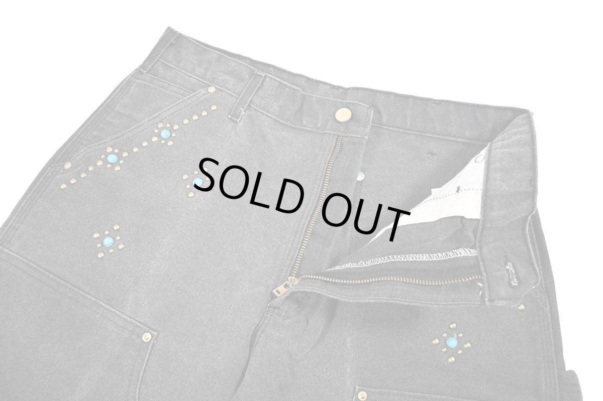 画像6: Used Carhartt Studded Duck Double Knee Carpenter Pants Fade Black made in USA カーハート (6)