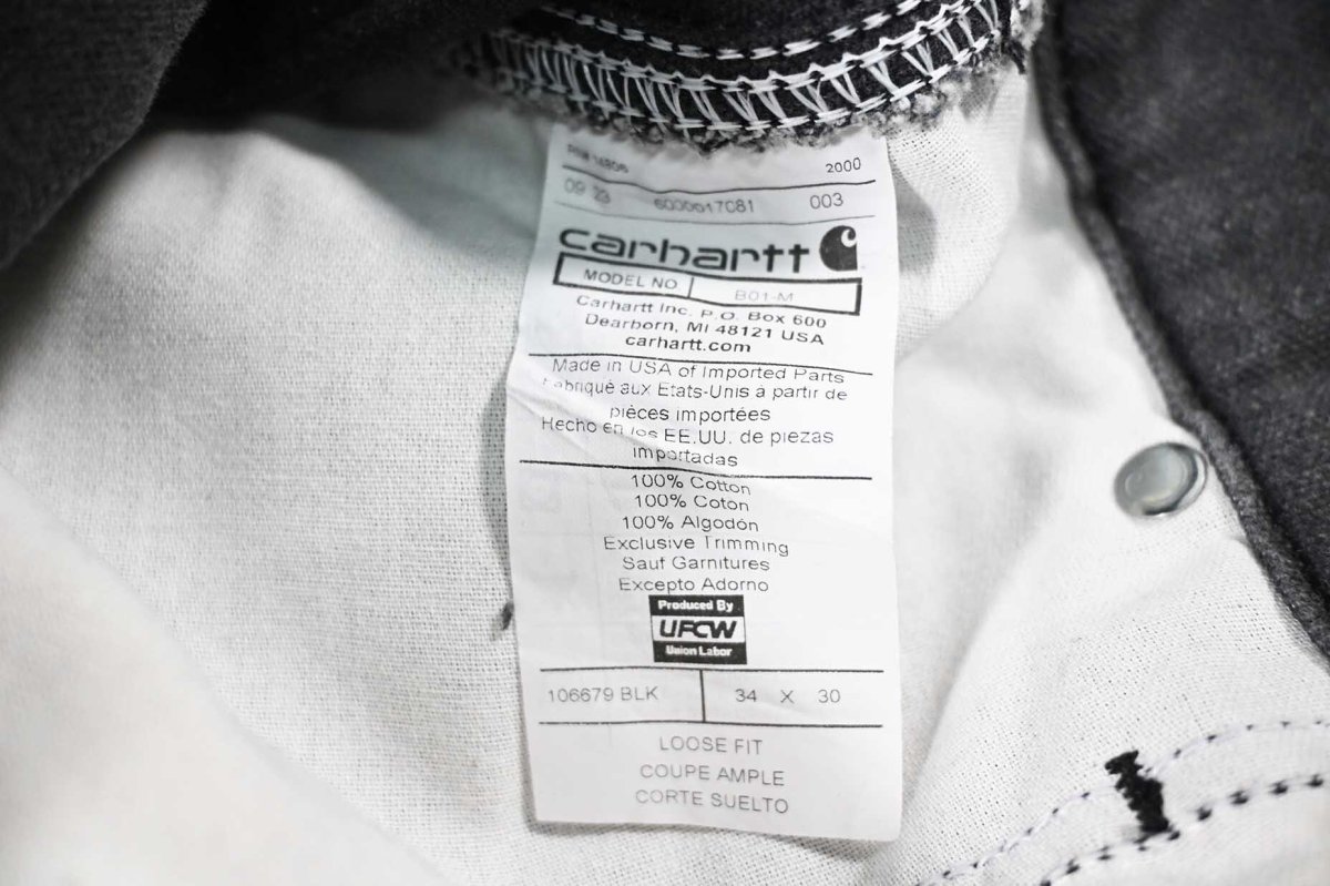 画像8: Used Carhartt Studded Duck Double Knee Carpenter Pants Fade Black made in USA カーハート (8)