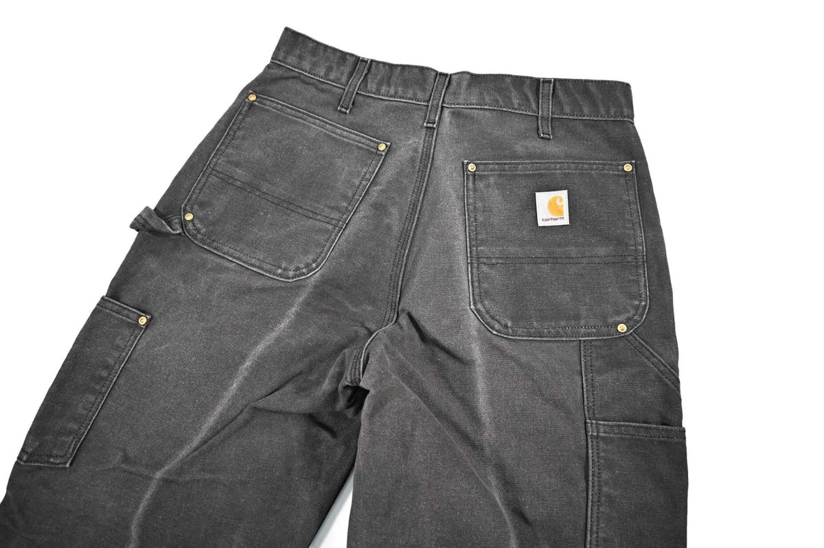 画像5: Used Carhartt Studded Duck Double Knee Carpenter Pants Fade Black made in USA カーハート (5)