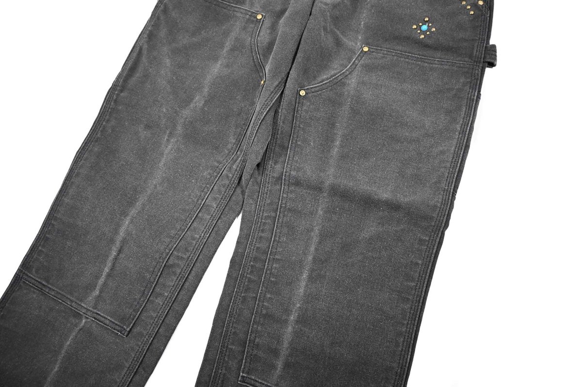 画像4: Used Carhartt Studded Duck Double Knee Carpenter Pants Fade Black made in USA カーハート (4)