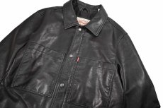 画像3: Used Levi's Faux Leather Jacket Dark Brown (3)