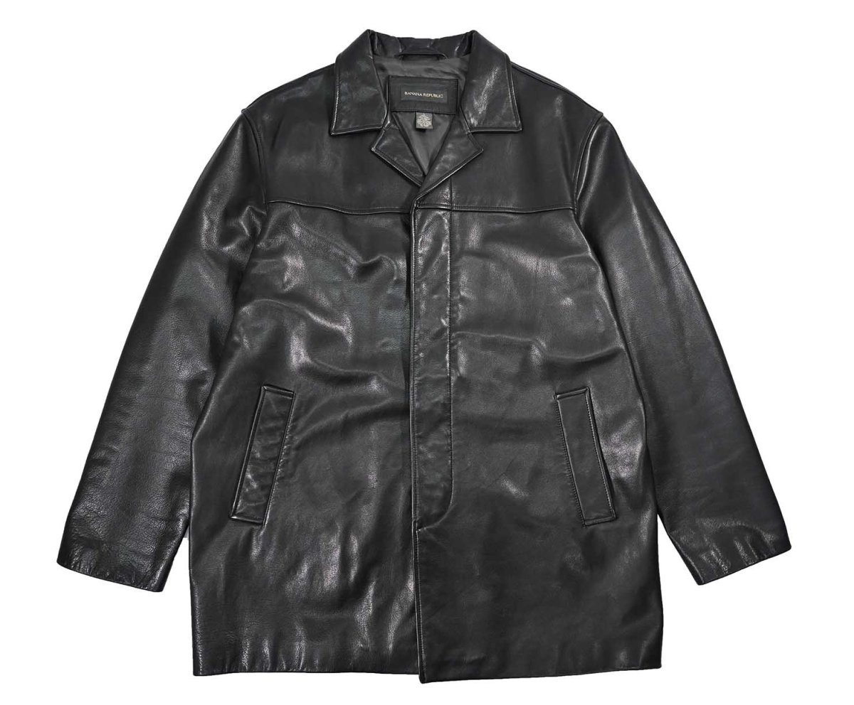 画像1: Used Banana Republic Leather Coat Black (1)