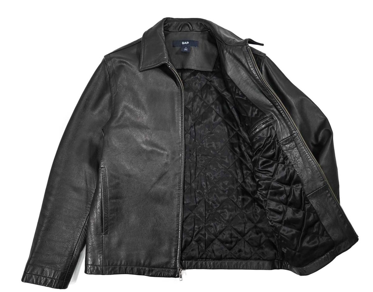 画像5: Used Gap Leather Jacket Black (5)