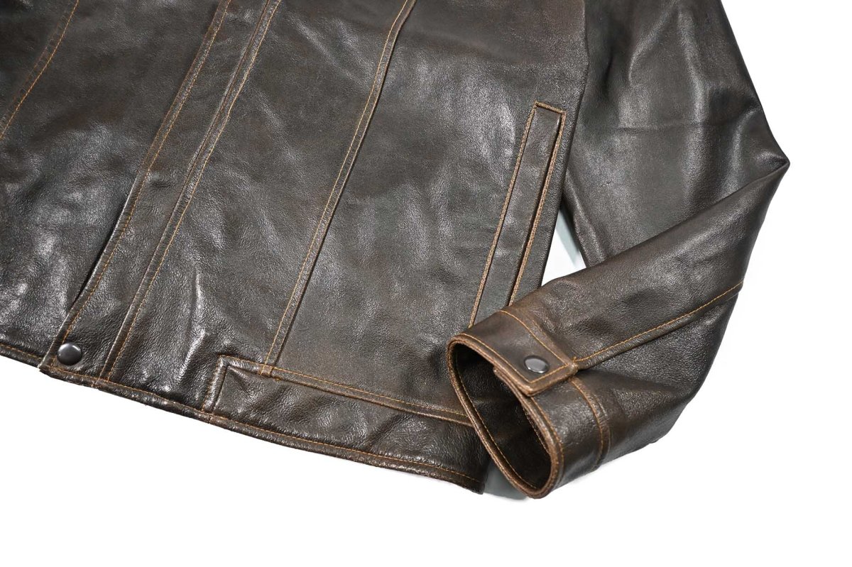 画像4: Used Gap Leather Jacket Brown (4)
