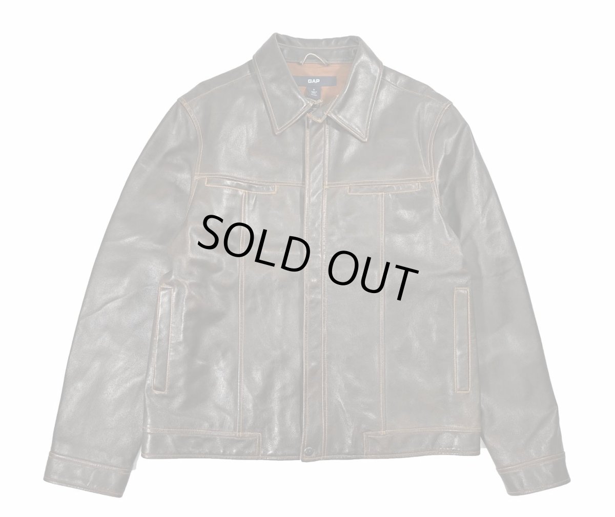 画像1: Used Gap Leather Jacket Brown (1)