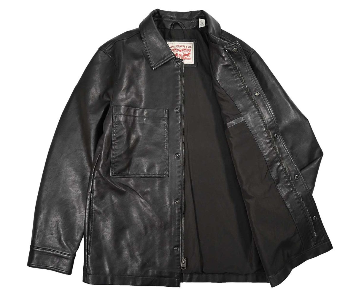 画像5: Used Levi's Faux Leather Jacket Dark Brown (5)