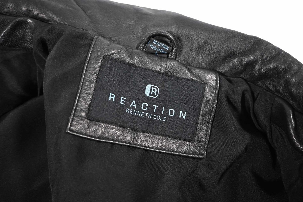 画像6: Used Kenneth Cole Reaction Leather Coat Black (6)