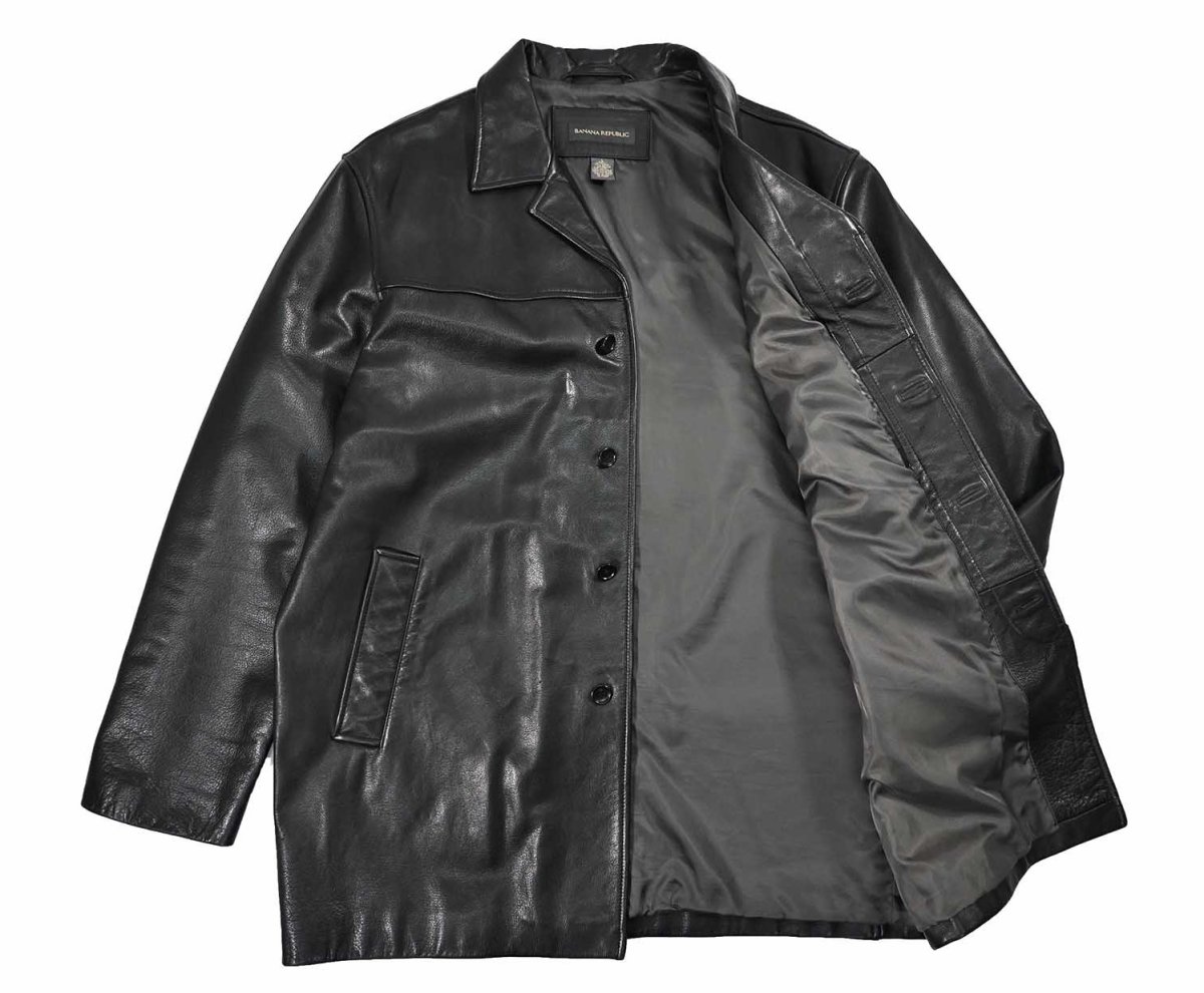 画像5: Used Banana Republic Leather Coat Black (5)