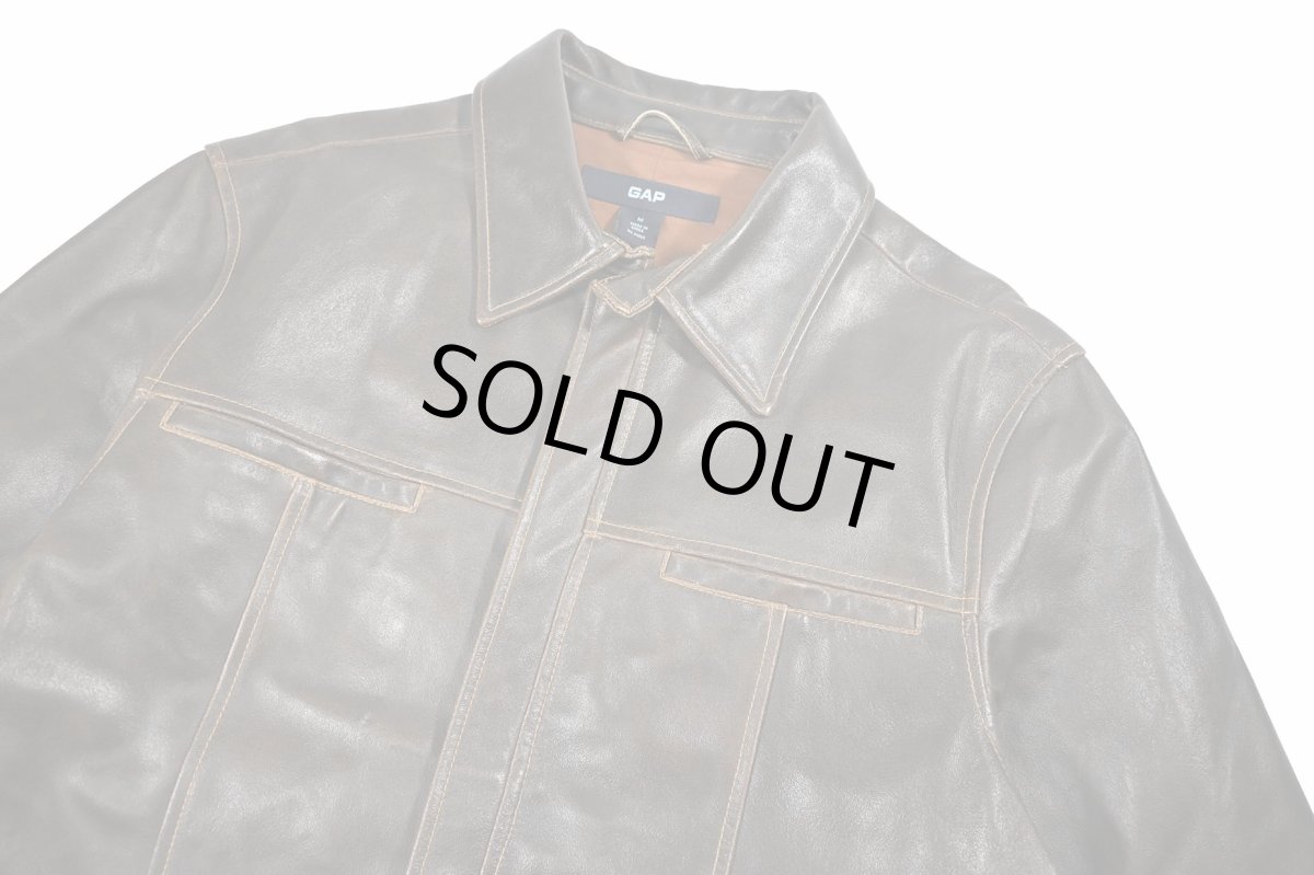 画像3: Used Gap Leather Jacket Brown (3)