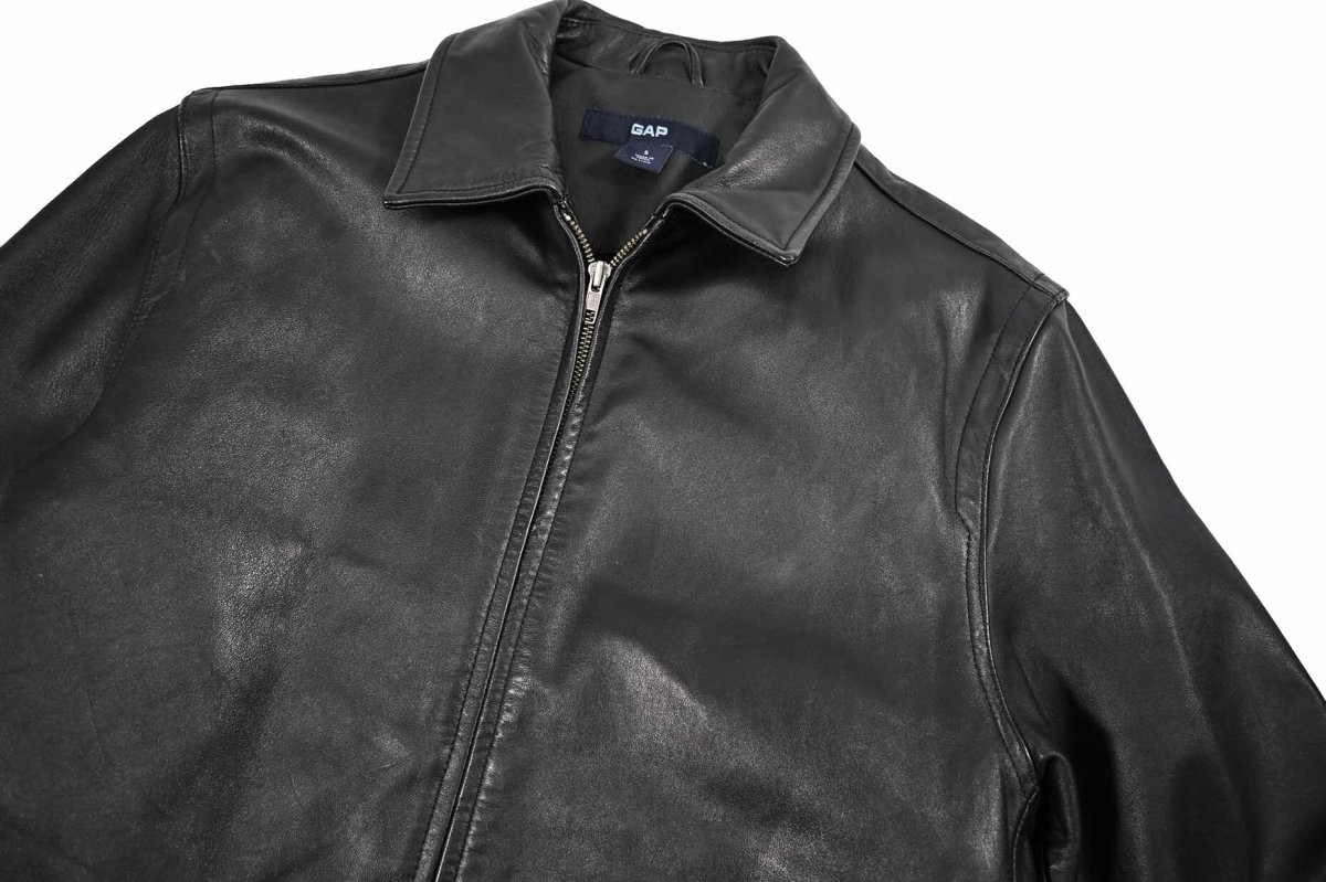 画像3: Used Gap Leather Jacket Black (3)
