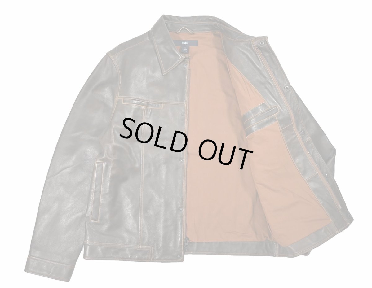 画像5: Used Gap Leather Jacket Brown (5)