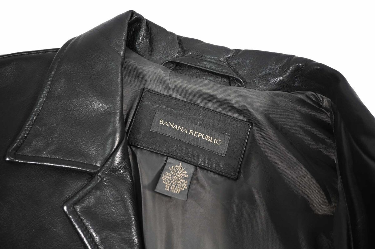 画像6: Used Banana Republic Leather Coat Black (6)