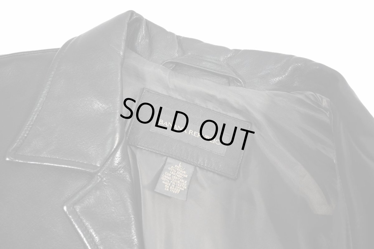 画像6: Used Banana Republic Leather Coat Black (6)