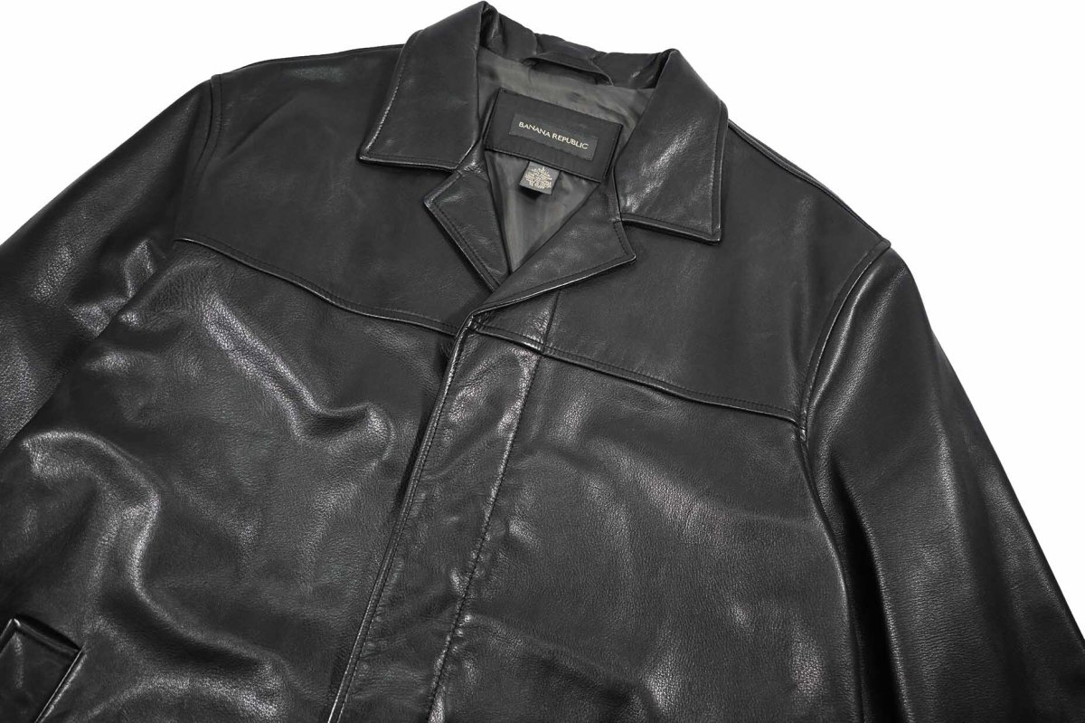 画像3: Used Banana Republic Leather Coat Black (3)