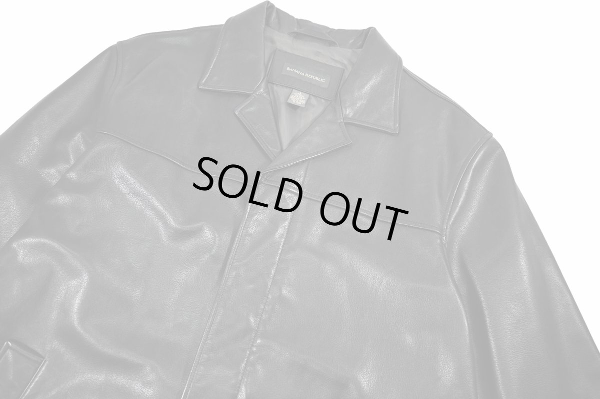 画像3: Used Banana Republic Leather Coat Black (3)