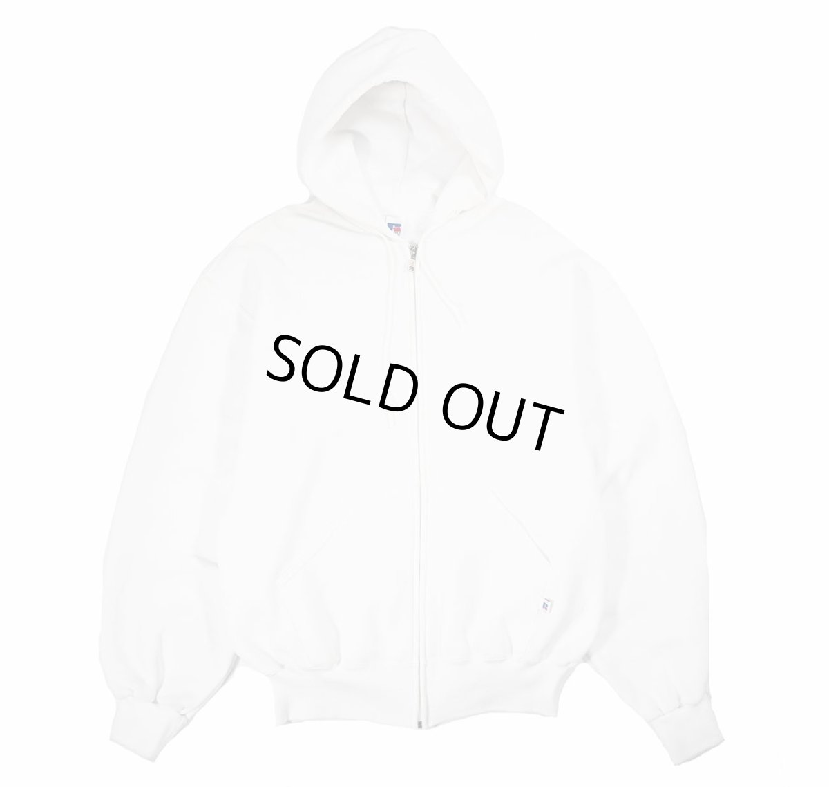 画像1: Used Russell Athletic Blank Zip Sweat Hoodie White (1)