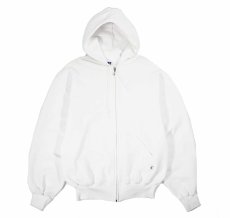 画像1: Used Russell Athletic Blank Zip Sweat Hoodie White (1)