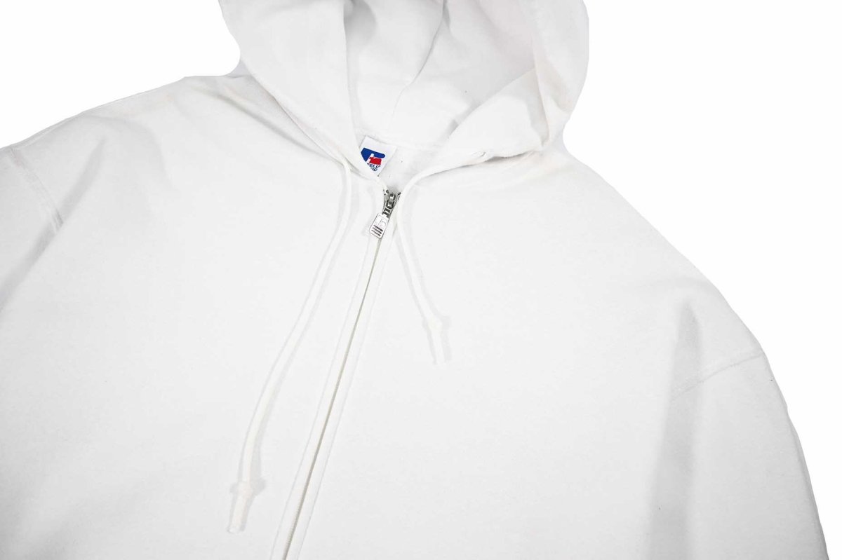 画像2: Used Russell Athletic Blank Zip Sweat Hoodie White (2)