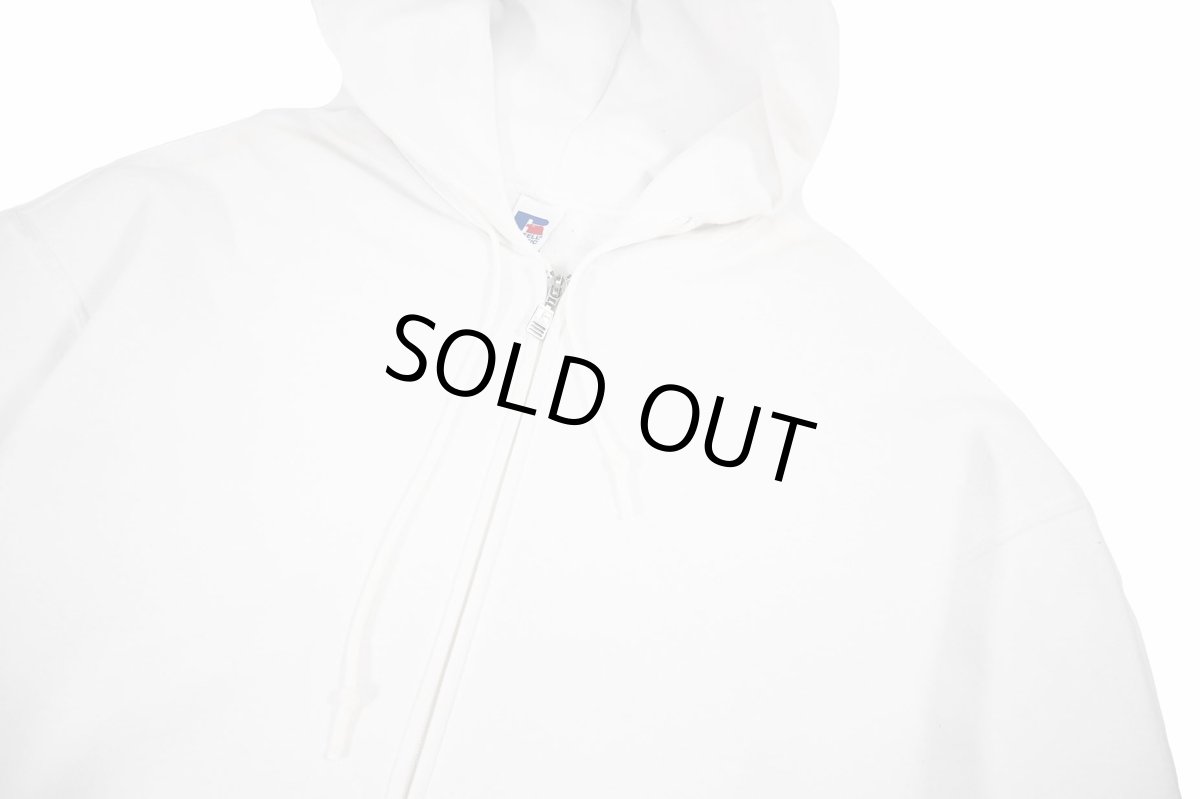 画像2: Used Russell Athletic Blank Zip Sweat Hoodie White (2)