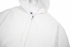 画像2: Used Russell Athletic Blank Zip Sweat Hoodie White (2)