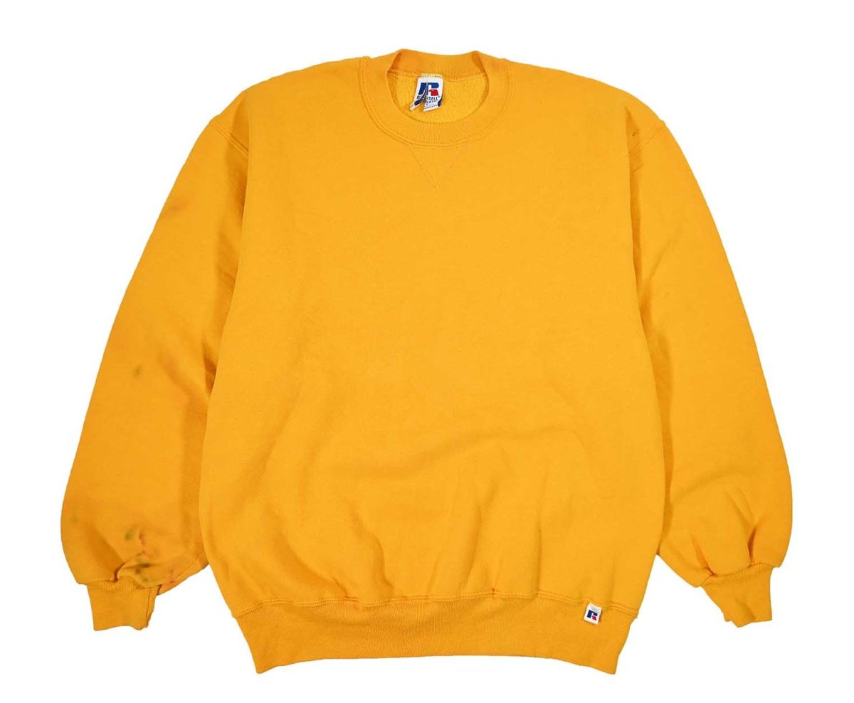 画像1: Used Russell Athletic Blank Sweat Shirt Yellow made in USA (1)