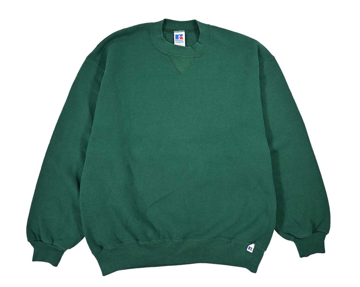 画像1: Used Russell Athletic Blank Sweat Shirt Green made in USA (1)
