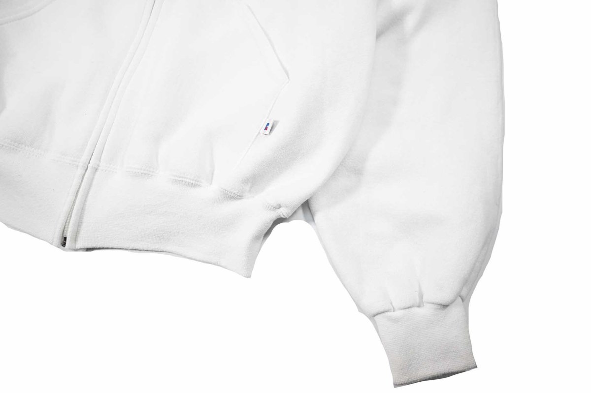 画像3: Used Russell Athletic Blank Zip Sweat Hoodie White (3)