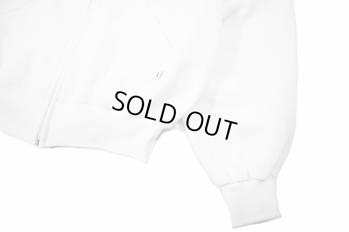 画像3: Used Russell Athletic Blank Zip Sweat Hoodie White (3)