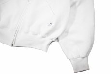 画像3: Used Russell Athletic Blank Zip Sweat Hoodie White (3)