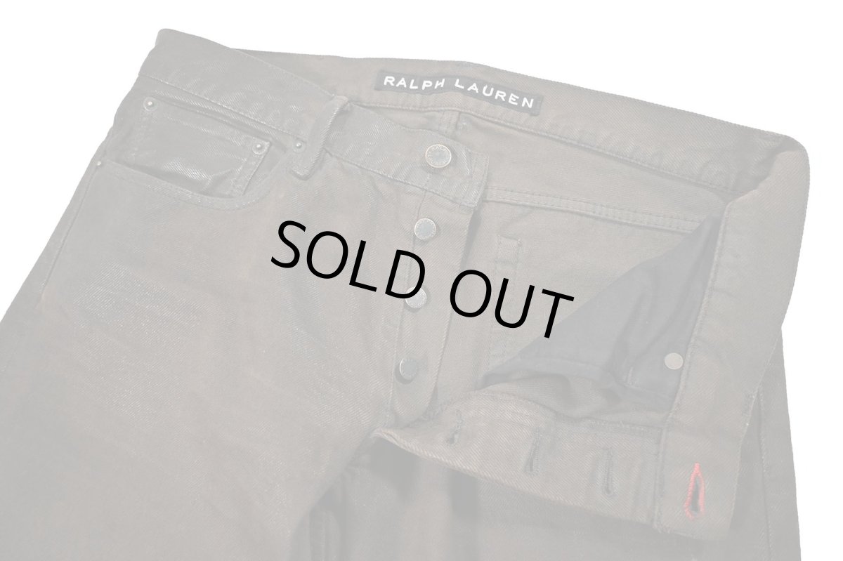 画像5: Used Ralph Lauren Black Label Coating Denim Pants Brown ラルフローレン (5)