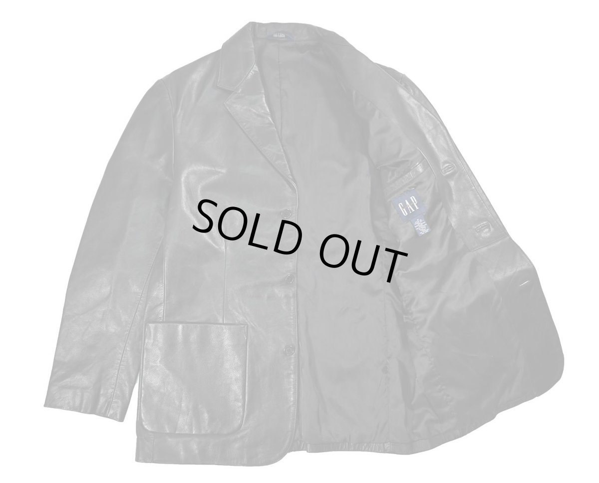 画像5: Used Gap Leather Tailored Jacket Black (5)
