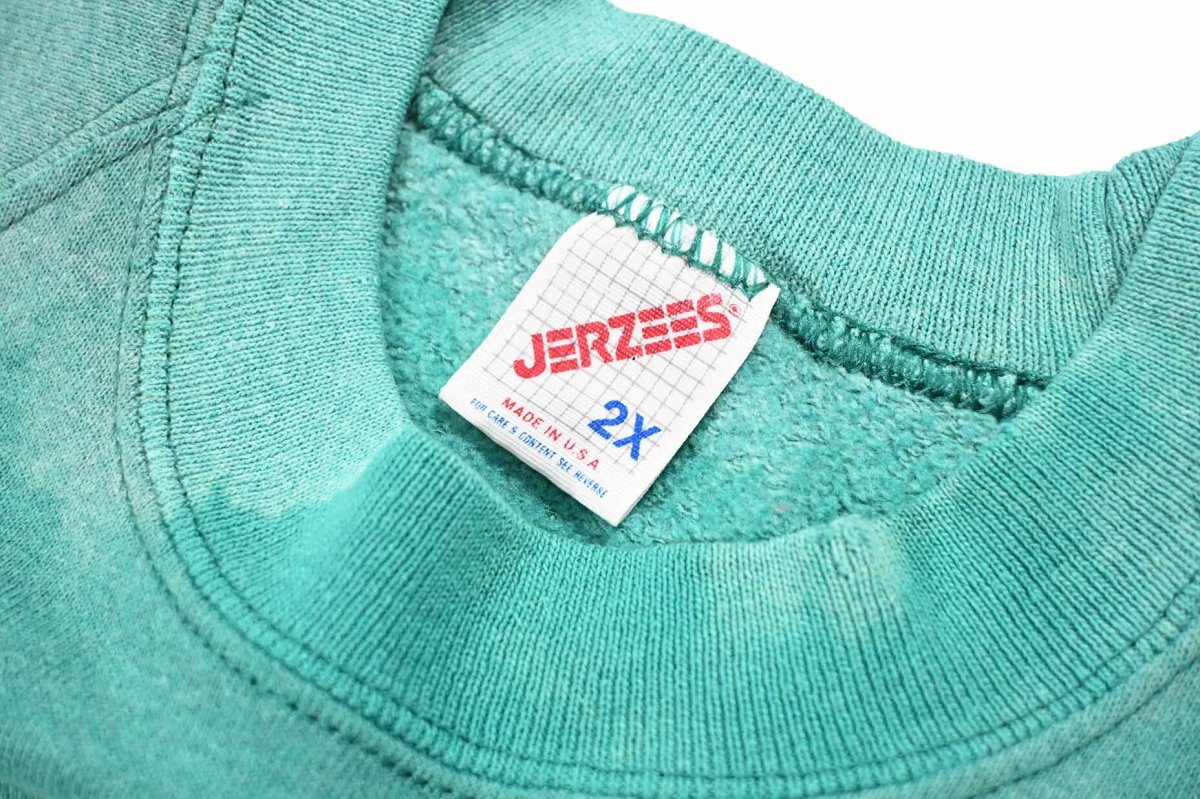 画像4: Used Jerzees Raglan Sleeve Blank Sweat Shirt Teal made in USA (4)