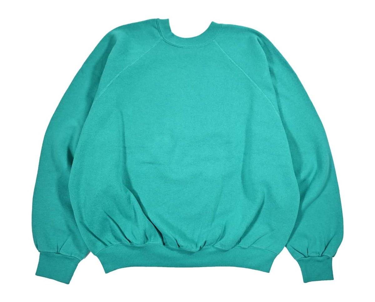 画像1: Used Tultex Raglan Sleeve Blank Sweat Shirt Teal made in USA (1)