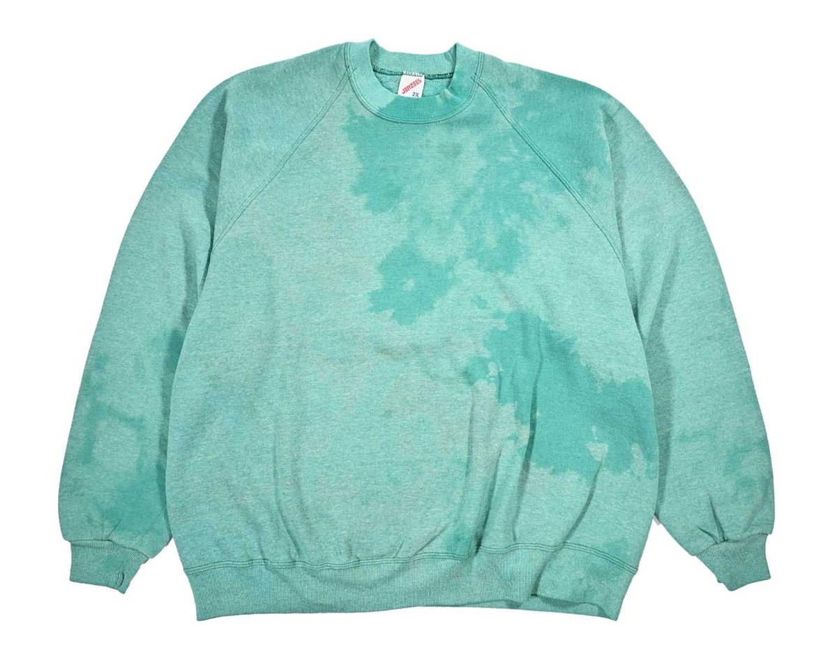 画像1: Used Jerzees Raglan Sleeve Blank Sweat Shirt Teal made in USA (1)